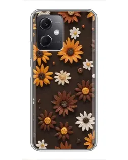 Чехол для Xiaomi Redmi Note 12 (5G) с картинкой «Узор из маленьких подсолнухов»
