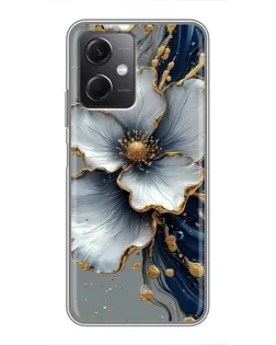 Чехол для Xiaomi Redmi Note 12 (5G) с картинкой «Белый цветок и золотой флюид»