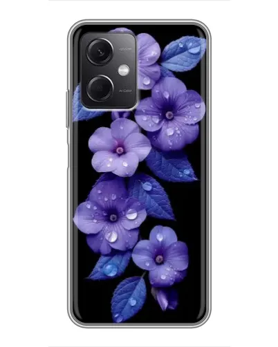 Чехол для Xiaomi Redmi Note 12 (5G) с картинкой «Фиолетовые цветы с росою»