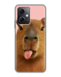 Чехол для Xiaomi Redmi Note 12 (5G) с картинкой «Капибара с языком»