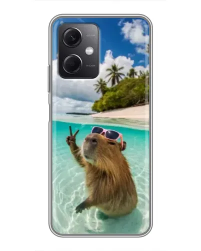 Чехол для Xiaomi Redmi Note 12 (5G) с картинкой «Капибара на море»