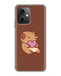 Чехол для Xiaomi Redmi Note 12 (5G) с картинкой «Капибара с сердцем»