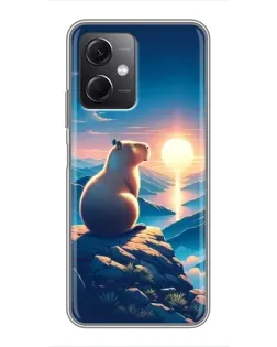Чехол для Xiaomi Redmi Note 12 (5G) с картинкой «Закат солнца с капибарой»
