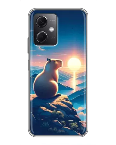Чехол для Xiaomi Redmi Note 12 (5G) с картинкой «Закат солнца с капибарой»