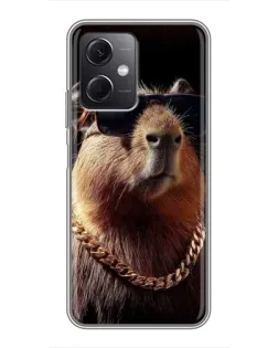 Чехол для Xiaomi Redmi Note 12 (5G) с картинкой «Капибара золотая цепь»