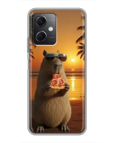 Чехол для Xiaomi Redmi Note 12 (5G) с картинкой «Капибара с пиццей»
