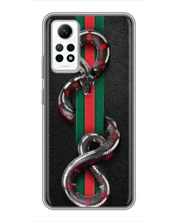 Чехол для Xiaomi Redmi Note 12 Pro (4g) с картинкой «Gucci — змея на полосе» Чехол для Xiaomi Redmi Note 12 Pro (4g) с картинкой «Gucci — змея на полосе»