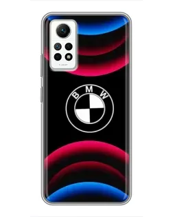 Чехол для Xiaomi Redmi Note 12 Pro (4g) с картинкой «Логотип BMW и неоновые дуги»