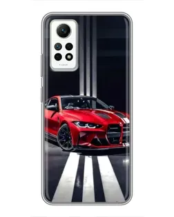 Чехол для Xiaomi Redmi Note 12 Pro (4g) с картинкой «Красная BMW на дороге»