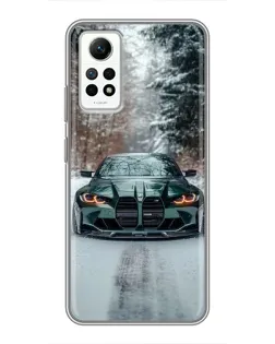 Чехол для Xiaomi Redmi Note 12 Pro (4g) с картинкой «BMW в зимнем лесу»