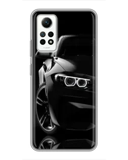 Чехол для Xiaomi Redmi Note 12 Pro (4g) с картинкой «Черная BMW — профиль»