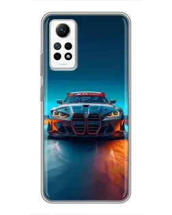 Чехол для Xiaomi Redmi Note 12 Pro (4g) с картинкой «BMW — огни неона»