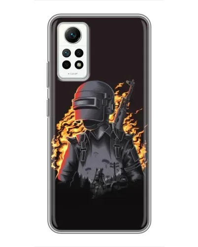 Чехол для Xiaomi Redmi Note 12 Pro (4g) с картинкой «PUBG — огненный силуэт»