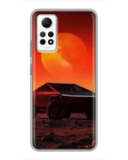 Чехол для Xiaomi Redmi Note 12 Pro (4g) с картинкой «Cybertruck на Марсе»