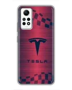 Чехол для Xiaomi Redmi Note 12 Pro (4g) с картинкой «Тесла красный карбон»