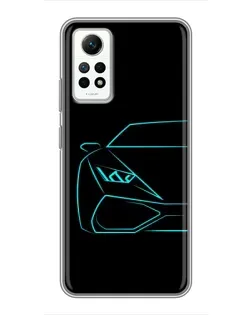 Чехол для Xiaomi Redmi Note 12 Pro (4g) с картинкой «Голубой силуэт Lamborghini» Чехол для Xiaomi Redmi Note 12 Pro (4g) с картинкой «Голубой силуэт Lamborghini»