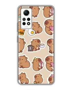 Чехол для Xiaomi Redmi Note 12 Pro (4g) с картинкой «Капибары паттерн»