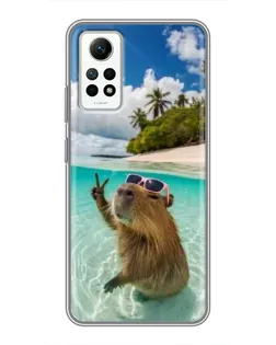 Чехол для Xiaomi Redmi Note 12 Pro (4g) с картинкой «Капибара на море»