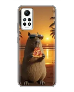 Чехол для Xiaomi Redmi Note 12 Pro (4g) с картинкой «Капибара с пиццей»