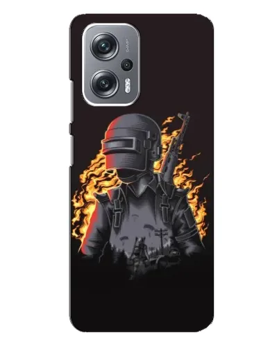 Чехол для Xiaomi Redmi Note 12 Pro Plus с картинкой «PUBG — огненный силуэт»