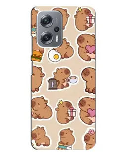 Чехол для Xiaomi Redmi Note 12 Pro Plus с картинкой «Капибары паттерн»
