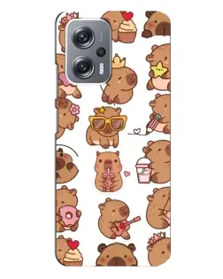 Чехол для Xiaomi Redmi Note 12 Pro Plus с картинкой «Стикерпак с капибарами»