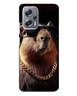 Чехол для Xiaomi Redmi Note 12 Pro Plus с картинкой «Капибара золотая цепь»