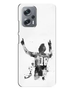 Чехол для Xiaomi Redmi Note 12 Pro Plus с картинкой «Черно-белый силуэт Месси»