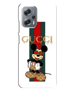 Чехол для Xiaomi Redmi Note 12 Pro (5g) с картинкой «Микки Маус Gucci — полосы»