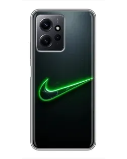 Чехол для Xiaomi Redmi Note 12 с картинкой «Неоновый контур Nike»