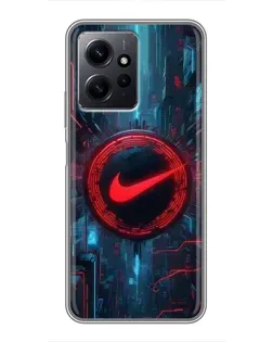 Чехол для Xiaomi Redmi Note 12 с картинкой «Техногенный стиль Nike»