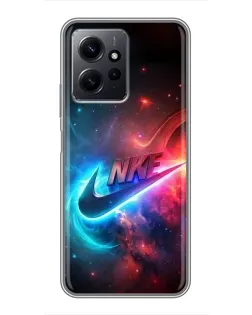 Чехол для Xiaomi Redmi Note 12 с картинкой «Огненный логотип Nike»