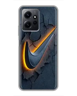Чехол для Xiaomi Redmi Note 12 с картинкой «Объемный логотип Найк»