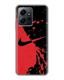 Чехол для Xiaomi Redmi Note 12 с картинкой «Красные брызги Nike»
