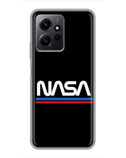 Чехол для Xiaomi Redmi Note 12 с картинкой «NASA — классика Red Blue»