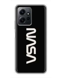 Чехол для Xiaomi Redmi Note 12 с картинкой «NASA — вертикальный логотип»