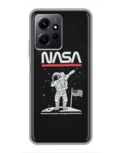 Чехол для Xiaomi Redmi Note 12 с картинкой «NASA — шагаем по Луне»