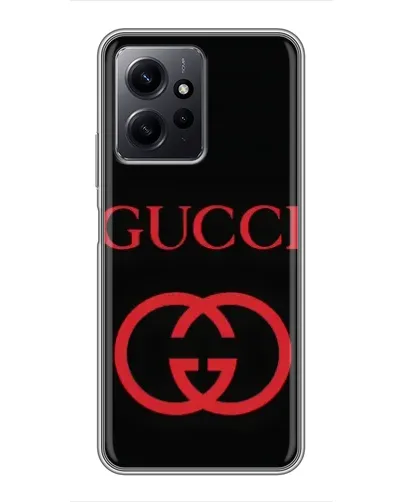 Чехол для Xiaomi Redmi Note 12 с картинкой «Gucci — красный логотип»