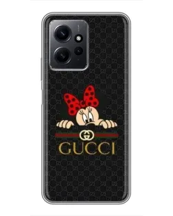 Чехол для Xiaomi Redmi Note 12 с картинкой «Минни Маус Gucci — черный»