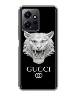 Чехол для Xiaomi Redmi Note 12 с картинкой «Gucci — серебряный лев»