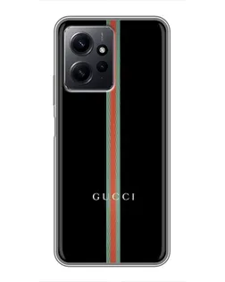 Чехол для Xiaomi Redmi Note 12 с картинкой «Gucci — строгая линия»