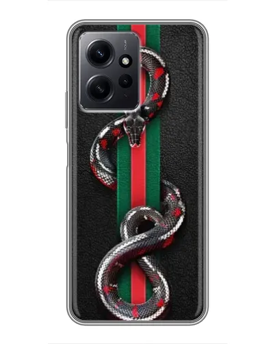 Чехол для Xiaomi Redmi Note 12 с картинкой «Gucci — змея на полосе» Чехол для Xiaomi Redmi Note 12 с картинкой «Gucci — змея на полосе»