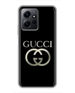 Чехол для Xiaomi Redmi Note 12 с картинкой «Gucci — золото на черном»