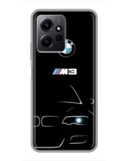 Чехол для Xiaomi Redmi Note 12 с картинкой «Минималистичный принт BMW M3»