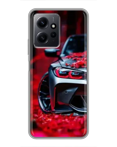 Чехол для Xiaomi Redmi Note 12 с картинкой «Спортивная BMW и цветы» Чехол для Xiaomi Redmi Note 12 с картинкой «Спортивная BMW и цветы»