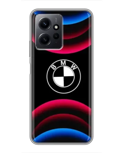 Чехол для Xiaomi Redmi Note 12 с картинкой «Логотип BMW и неоновые дуги» Чехол для Xiaomi Redmi Note 12 с картинкой «Логотип BMW и неоновые дуги»