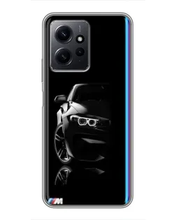 Чехол для Xiaomi Redmi Note 12 с картинкой «Силуэт BMW в темноте»