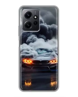 Чехол для Xiaomi Redmi Note 12 с картинкой «BMW в дыму»