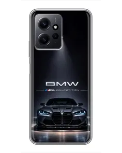 Чехол для Xiaomi Redmi Note 12 с картинкой «BMW сквозь ночной город»
