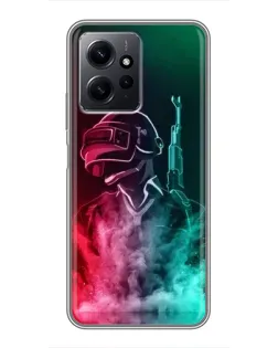 Чехол для Xiaomi Redmi Note 12 с картинкой «PUBG — огненный воин»